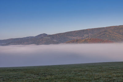 Scenic view of landscape against clear sky