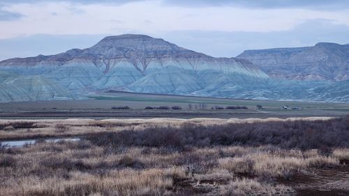 Scenic view of mountains against sky