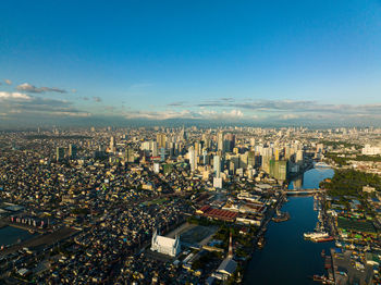 High angle view of townscape against sky