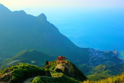 Scenic view of mountain at night