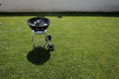 Barbecue grill on grass outdoors