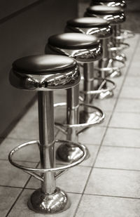 Close-up of bicycle on rack