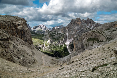 Italian alps landscape in tre cime lavaredo dolomite national park