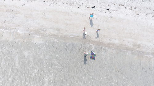 High angle view of people at beach