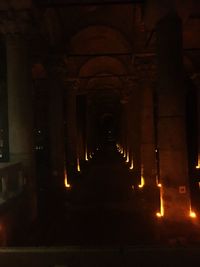 Illuminated corridor of building