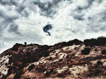 Scenic view of mountains against cloudy sky
