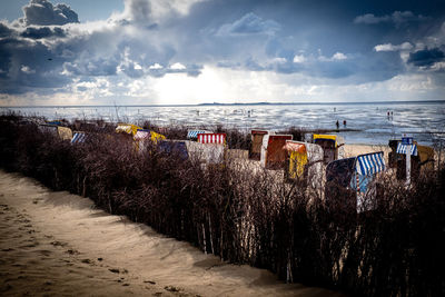 Scenic view of beach against sky