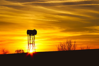 Silhouette landscape against sky during sunset