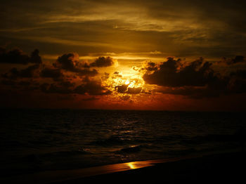 Scenic view of sea at sunset