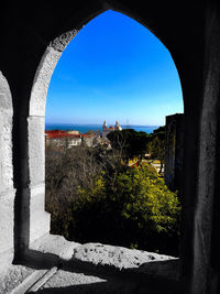 View of built structure against blue sky