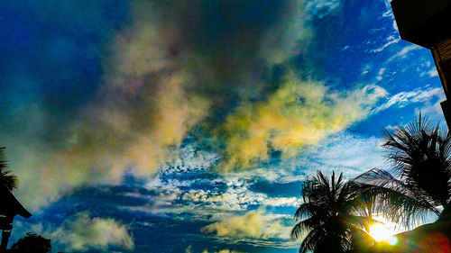 Low angle view of silhouette trees against sky