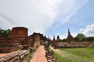 Old ruins of temple at wat mahathat yuwaratrangsarit