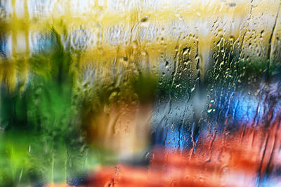 Full frame shot of wet glass window