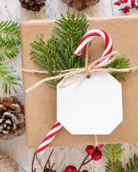 Close-up of christmas tree on table