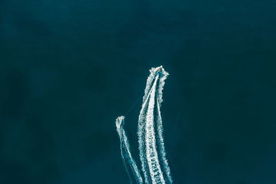 Aerial view of vapor trails in sky