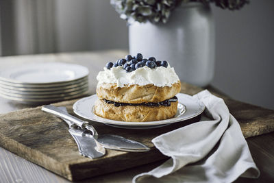 Close-up of cake on table