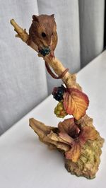 Close-up of leaf on table