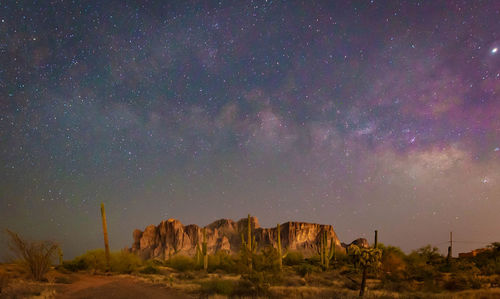 Scenic view of star field against sky