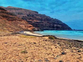 Scenic view of beach against sky