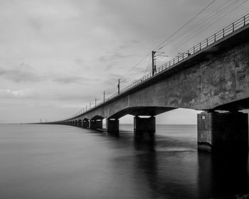 Low angle view of big belt bridge over river against sky