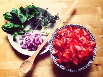 Close-up of vegetables in bowl on table