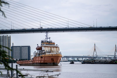 View of suspension bridge against sky