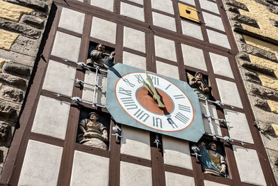 Clock on wall of medieval tower