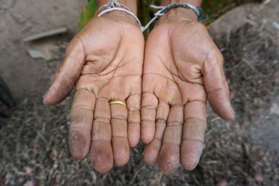 Close-up of hands cupped