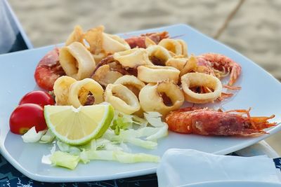 Close-up of food in plate on table