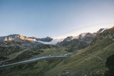 Scenic view of mountains against clear sky