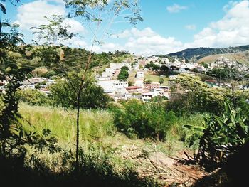 High angle view of town