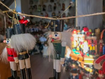 Close-up of toys for sale in market