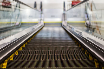 High angle view of escalator