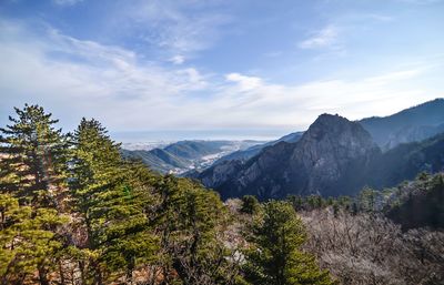 Scenic view of mountains against sky