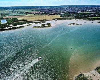 High angle view of people on beach