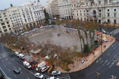 High angle view of city street