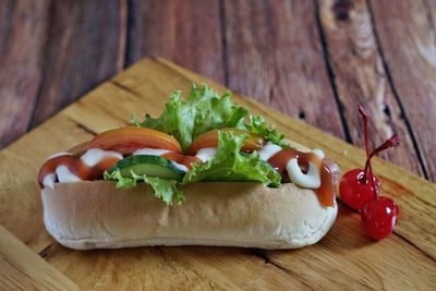 Close-up of breakfast on table