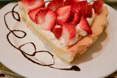 High angle view of cake on plate