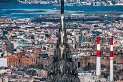 High angle view of city buildings