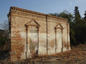 Exterior of old building against clear sky