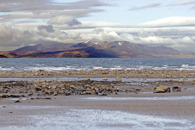 Scenic view of beach against sky