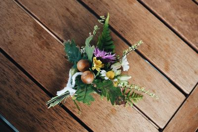 High angle view of flower pot on table