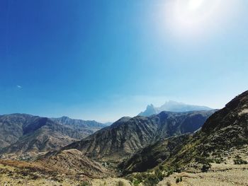 Scenic view of mountains against clear sky