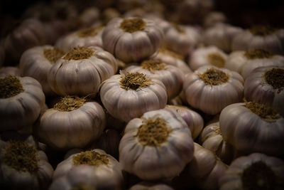 Full frame shot of garlic in market for sale
