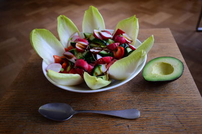 Close-up of fruits in bowl on table