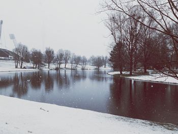 Scenic view of frozen lake against clear sky