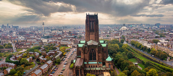 Aerial view of the liverpool cathedral in england