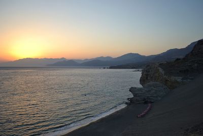 Scenic view of sea at sunset