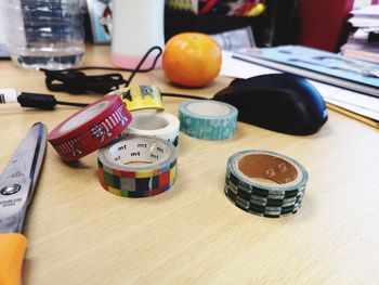 High angle view of food on table