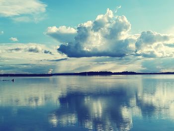 Scenic view of lake against sky